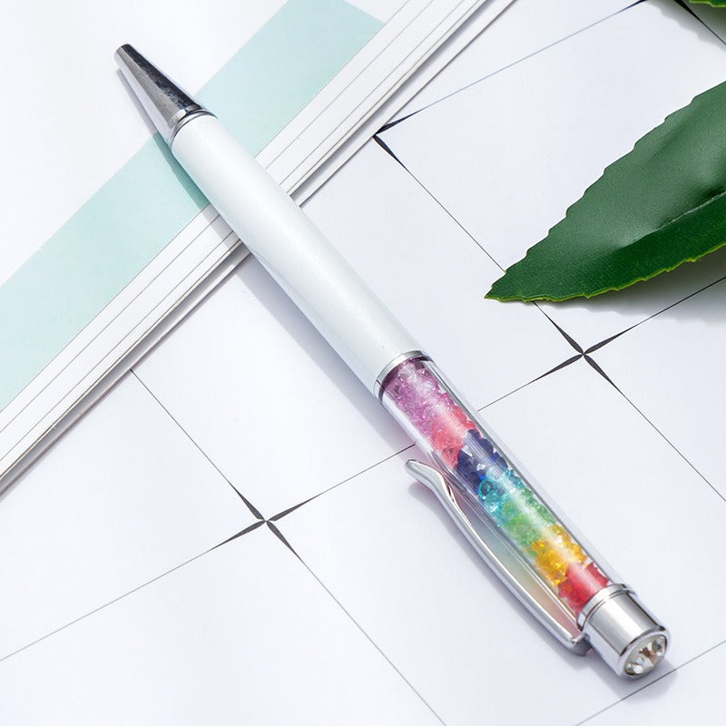 Whoelsale Pens Rainbow Crystal Pen Fragmented Diamond Fashion Metal Office Pen